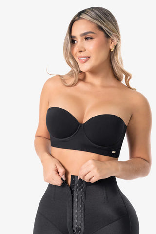 Bermuda modeladora feminina preta de alta compressão. Ideal para apertar a barriga e levantar o bumbum com efeito invisível.