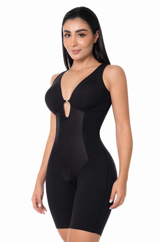 Body Modelador Meia Perna com Decote Profundo e Transparência | Fresia