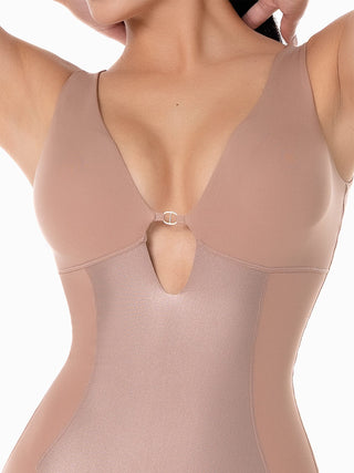 Body Modelador Meia Coxa MariaE na cor Cacau – foto do produto. Efeito Invisível. Ref. BDFRE