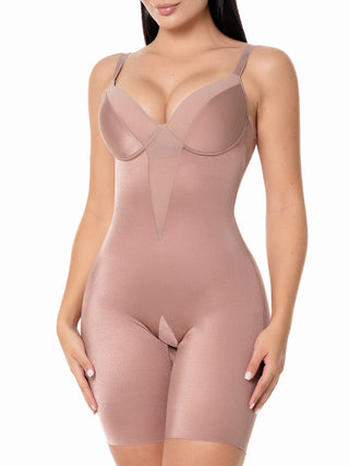 Body Modelador Meia Coxa MariaE na cor Cacau – foto do produto. Realce dos Glúteos. Ref. BDZIN