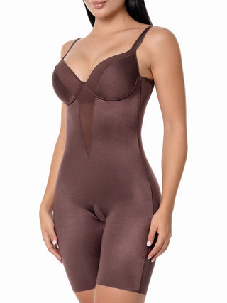 Body Modelador Meia Coxa MariaE na cor Chocolate – foto do produto. Realce dos Glúteos. Ref. BDZIN
