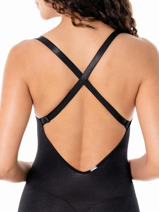 Body Modelador Meia Coxa MariaE na cor Preto – foto do produto. Realce dos Glúteos. Ref. BDZIN