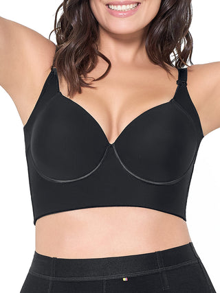 Calcinha Modeladora Meia Coxa MariaE na cor Preto – vista frontal. Levanta Bumbum. Ref. SO101ST
