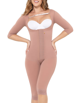 Cinta Modeladora Bermuda com Mangas MariaE na cor Cacau – vista frontal. Afina a Cintura. Ref. CN114ST
