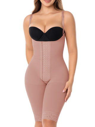Cinta Modeladora Bermuda Sem Busto MariaE na cor Cacau – vista frontal. Afina a Cintura. Ref. CN277SR