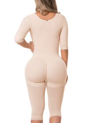 Cinta Modeladora Corpo Inteiro com Mangas MariaE na cor Bege – foto do produto. Modela os Braços. Ref. CN133SR