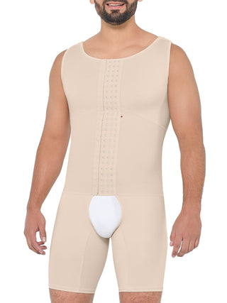 Cinta Modeladora Masculina Tipo Boxer MariaE na cor Bege – vista frontal. Corretor de Postura. Ref. CN128ST