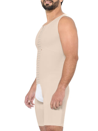Cinta Modeladora Masculina Tipo Boxer MariaE na cor Bege – vista de perfil. Corretor de Postura. Ref. CN128ST