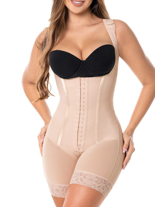 Cinta Modeladora Meia Coxa com Barbatanas MariaE na cor Latte – foto do produto. Afina a Cintura. Ref. CN127SR