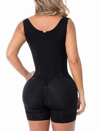 Cinta Modeladora Meia Coxa com Barbatanas MariaE na cor Preto – foto do produto. Afina a Cintura. Ref. CN127SR
