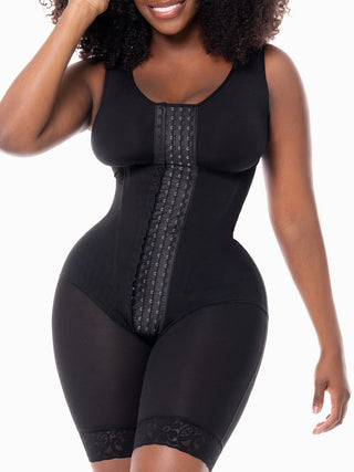 Cinta Modeladora Meia Coxa com Sutiã MariaE na cor Preto – foto do produto. Afina a Cintura. Ref. CN001RA