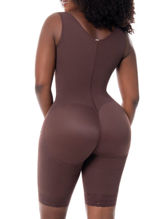 Cinta Modeladora Meia Coxa Sem Busto MariaE na cor Chocolate – foto do produto. Afina a Cintura. Ref. CN005RA