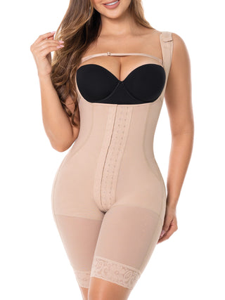 Cinta Modeladora Meia Coxa Sem Busto MariaE na cor Latte – foto do produto. Afina a Cintura. Ref. CN135SR