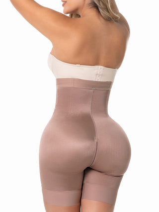 Cinta Modeladora Meia Coxa Sem Busto MariaE na cor Cacau – foto do produto. Efeito Invisível. Ref. CN003SR