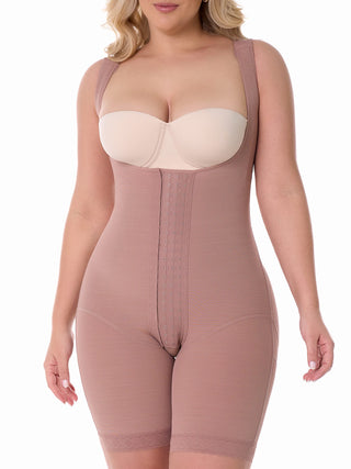 Cinta Modeladora Meia Coxa Sem Busto MariaE na cor Cacau – foto do produto. Empina o Bumbum. Ref. CN412ST