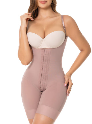 Cinta Modeladora Meia Coxa Sem Busto MariaE na cor Cacau – foto do produto. Levanta o Bumbum. Ref. CN002SR