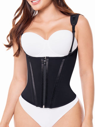 Corset Colete com Barbatanas MariaE na cor Preto – foto do produto. Afina a Cintura. Ref. CR007RA