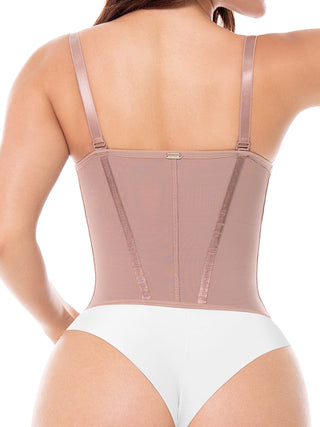 Corset Espartilho com Barbatanas MariaE na cor Cacau – foto do produto. Afina a Cintura. Ref. CR001ST