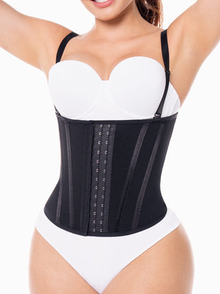 Corset Espartilho com Barbatanas MariaE na cor Preto – foto do produto. Afina a Cintura. Ref. CR001ST
