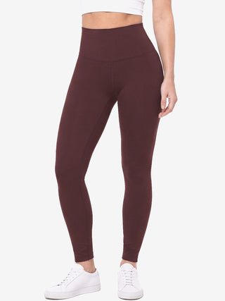 Legging Modeladora Esportiva MariaE na cor Chocolate – vista frontal. Controle de Barriga. Ref. LE004ST