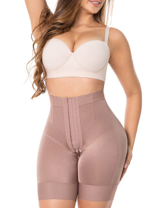 Short Modelador Meia Coxa MariaE na cor Cacau – foto do produto. Levanta Bumbum. Ref. SO002SR